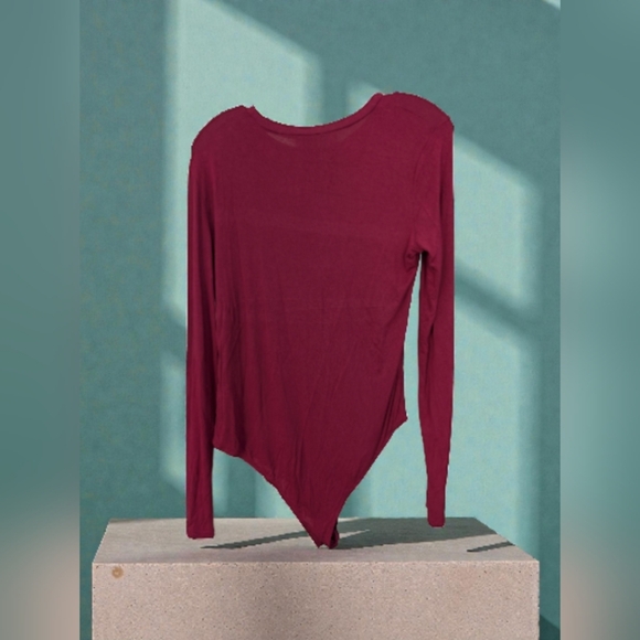 Fashion Nova Krystal Crew Neck Long Sleeve Bodysuit - Wine Size 1X (New) - Picture 8 of 10